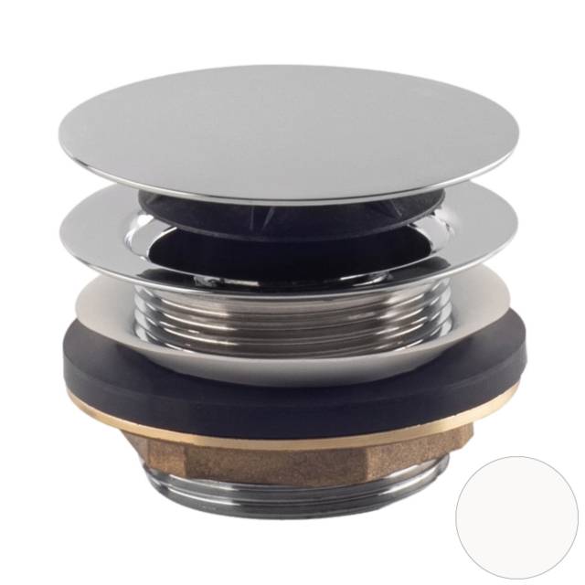 Донный клапан без перелива для ванны click-clack 1”1/2 OMP Tea Clicker 8568.060.6.XD, белый матовый