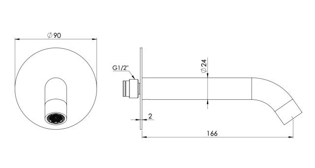 Излив настенный 16 см Remer X Style 91XF90XV, сталь
