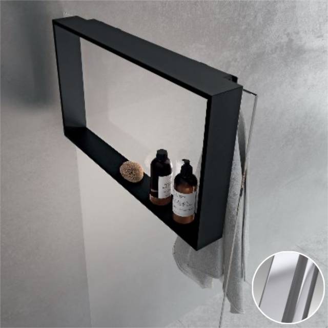 Полка с крючком 60x40 см Novellini Frame R90AKFPO4070-B, цвет Silver