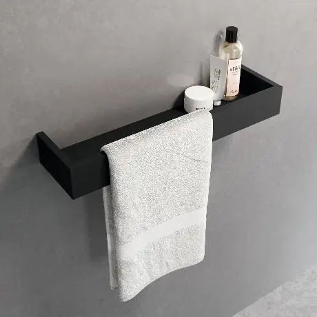 Полка с полотенцедержателем 45 см Novellini Frame R90AKFMPS45-H, цвет Matt Black
