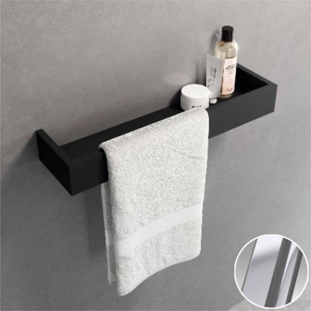 Полка с полотенцедержателем 45 см Novellini Frame R90AKFMPS45-B, цвет Silver