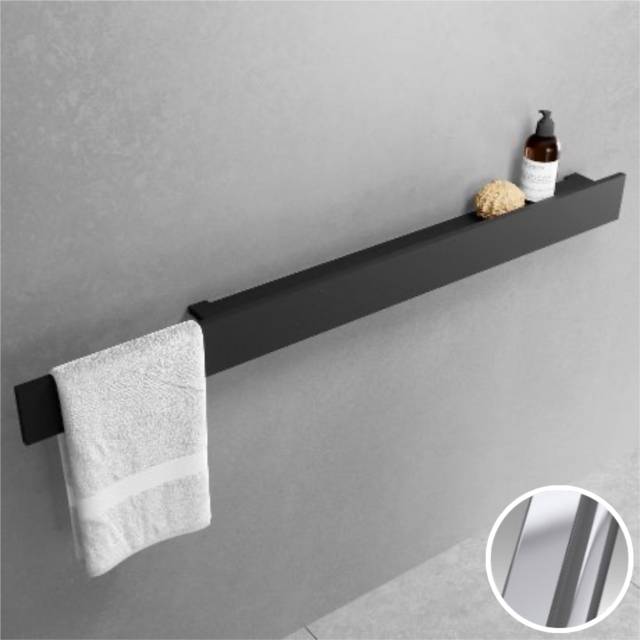 Полка с полотенцедержателем 80 см Novellini Frame R90AKFMMA380-B, цвет Silver