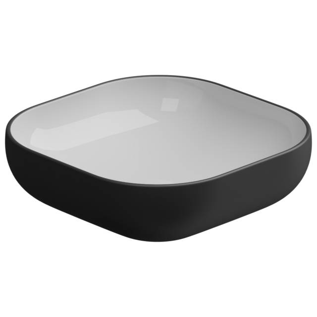 Раковина накладная биколор 45 см GSG Ceramic Design Easy EALAVQU45BI000/003, White/Black Matt