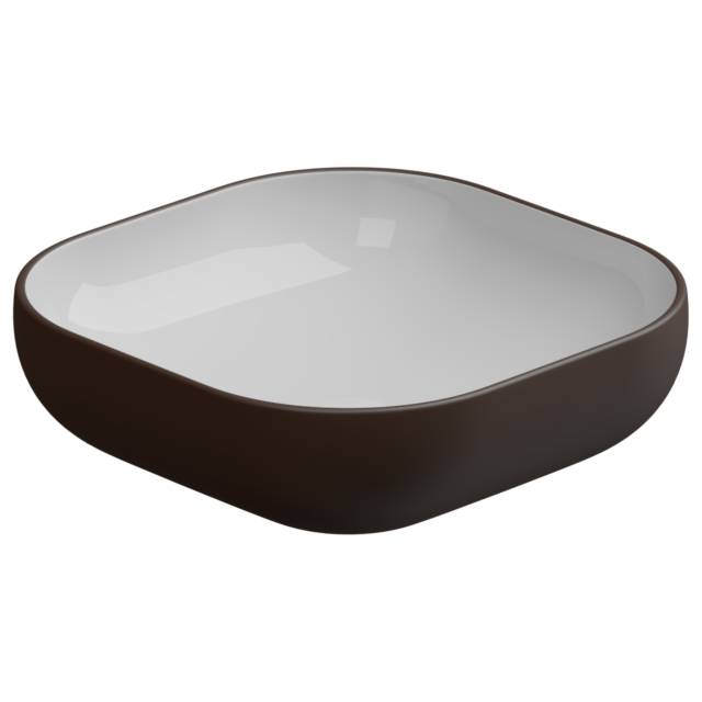 Раковина накладная биколор 45 см GSG Ceramic Design Easy EALAVQU45BI000/035, White/Cacao Matt