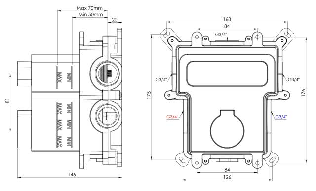 Скрытая часть на 3 выхода Remer Thermobox RRBOX99D3
