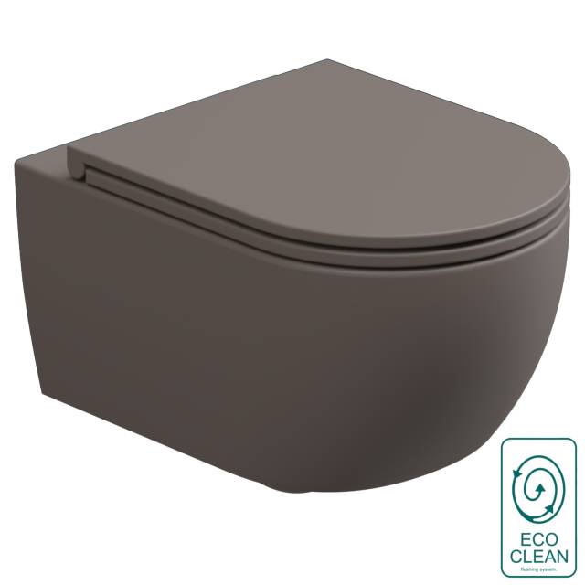 Чаша подвесного унитаза со смывом Eco Clean (торнадо) GSG Ceramic Design Like LKWCSOEC029, Tortora Matt