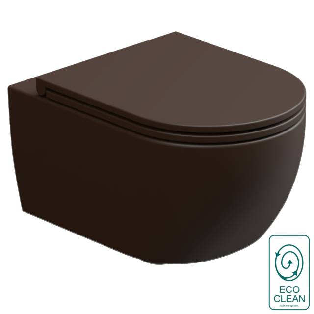 Чаша подвесного унитаза со смывом Eco Clean (торнадо) GSG Ceramic Design Like LKWCSOEC035, Cacao Matt