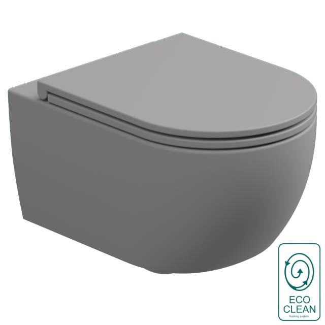 Чаша подвесного унитаза со смывом Eco Clean (торнадо) GSG Ceramic Design Like LKWCSOEC038, Fumo Matt