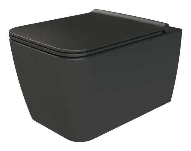 Boheme Zen Унитаз подвесной 51,8х37 безободковый, смыв каскадный, крышка микролифт, цвет: black 967-SET-2-B