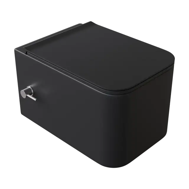 Boheme Mane Унитаз подвесной 53х34 безободковый, смыв каскадный, крышка микролифт, цвет: black 970-SET-2-B