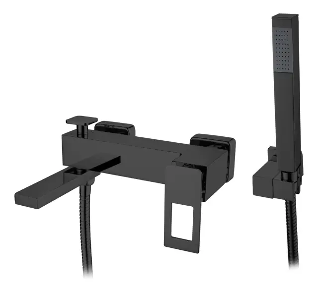 Boheme Q Смеситель для ванны с душевым комплектом: ручной душ, шланг, держатель, цвет: black 143-BB