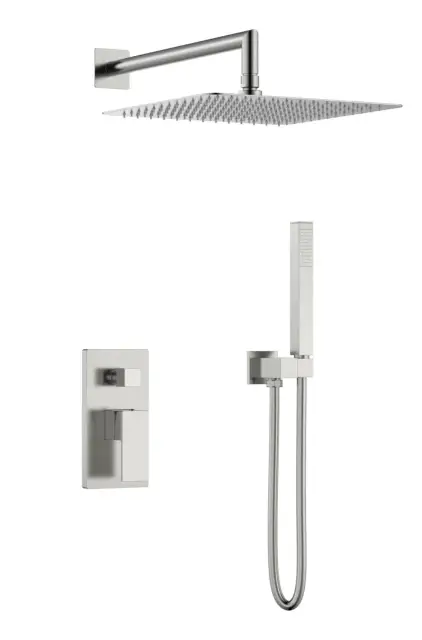 Boheme Qubic Душевой комплект встраиваемый - смеситель, верхний и ручной душ, цвет: nickel brush 474-3-NB