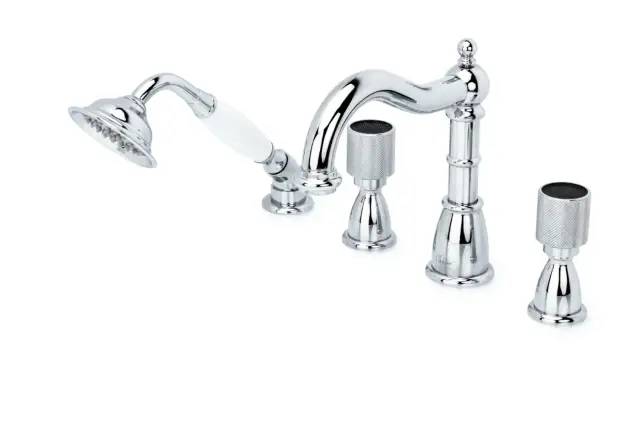 Boheme Royal Cristal Смеситель на борт ванны, 4 отв., с ручным душем, внешняя часть, цвет: chrome 396-Royal/CRST black