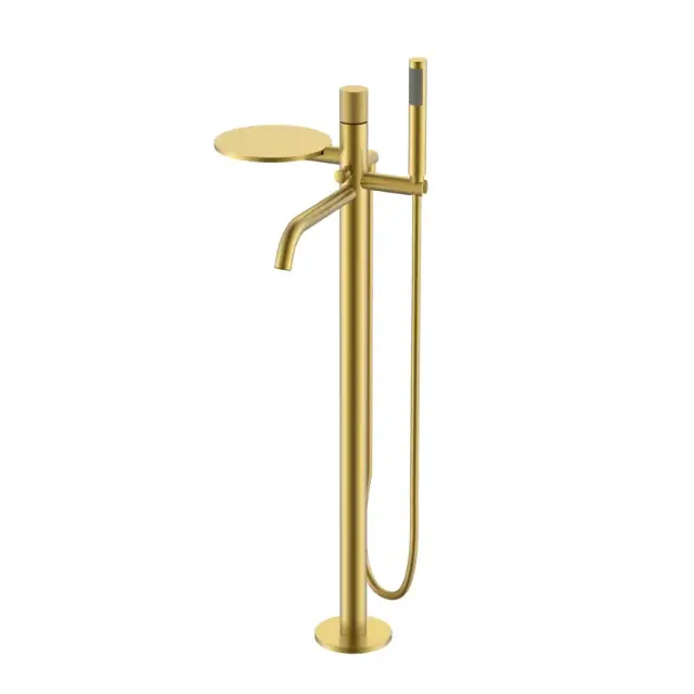 Boheme Stick Spirale Смеситель напольный с душевым набором - ручной душ, шланг, цвет: matt gold 129-MG.4