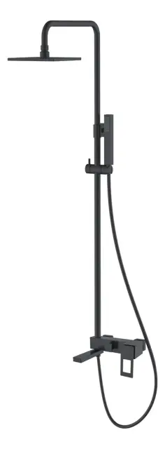 Boheme Q Душевая стойка: смеситель, ручной душ 1 вид струи, шланг, верхний душ 20 см, цвет: black 148-BB