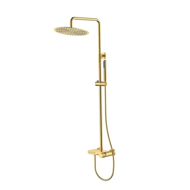 Boheme Stick Spirale Душевая стойка: смеситель, ручн. душ 1 режим, верх. душ 30 см, цвет: gold 128-GG.4