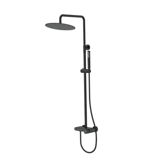 Boheme Stick Spirale Душевая стойка: смеситель, ручн. душ 1 режим, верх. душ 30 см, цвет: black 128-BB.4