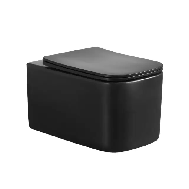 Boheme Mane Унитаз подвесной 53х34 безободковый смыв каскадный, крышка микролифт, цвет: black 970-SET-B