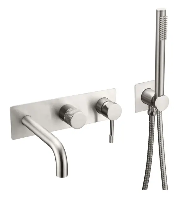 Boheme Uno Смеситель встраиваемый с душевым набором - ручной душ, излив 21 см, цвет: nickel brush 464-3-NB