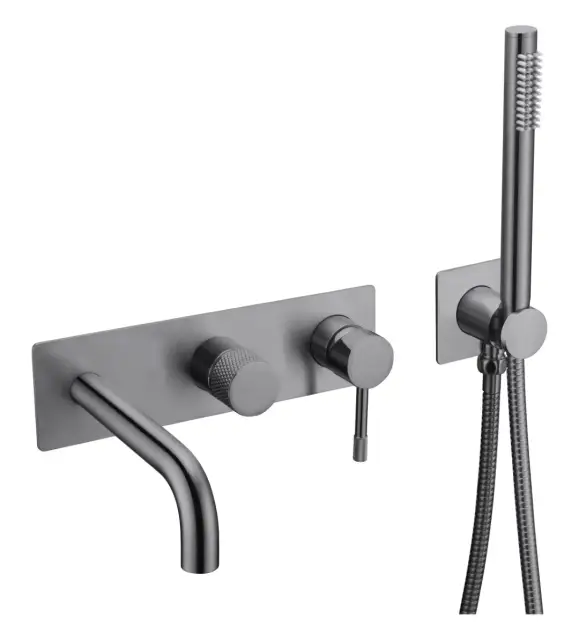 Boheme Uno Смеситель встраиваемый с душевым набором - ручн. душ, излив 21 см, цвет: shine gun metall 464-3-SGM