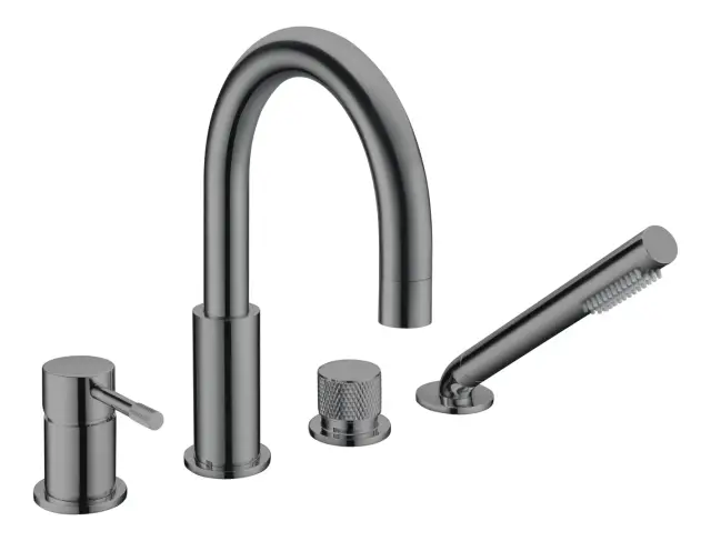 Boheme Uno Spirale Смеситель на борт ванны, на 4 отверстия, с ручным душем, цвет: shine gun metall 460-SGM