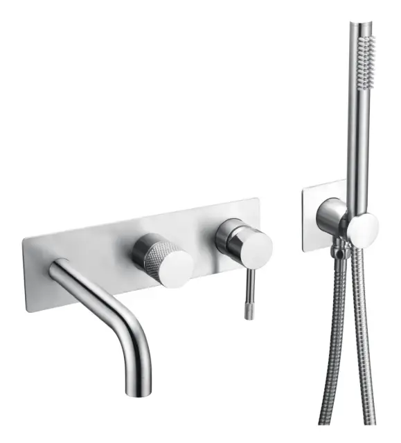 Boheme Uno Смеситель встраиваемый с душевым набором - ручной душ, излив 21 см, шланг, цвет: chrome 464-3-CR