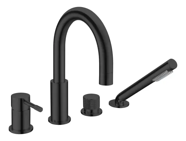 Boheme Uno Spirale Смеситель на борт ванны, на 4 отверстия, с ручным душем, цвет: black 460-B