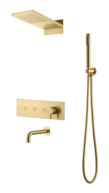 Boheme Fusion Душевой комплект встраиваемый - смеситель, излив, верхний, ручной душ, цвет: matt gold 130-2-MG