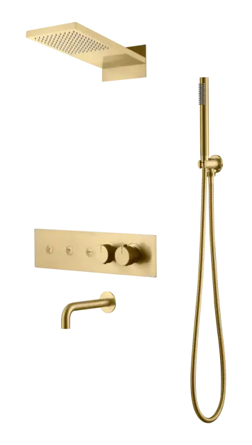 Boheme Fusion Душевой комплект встраиваемый - термостат, верхний душ, 3 потребителя, цвет: matt gold 131-2-MG