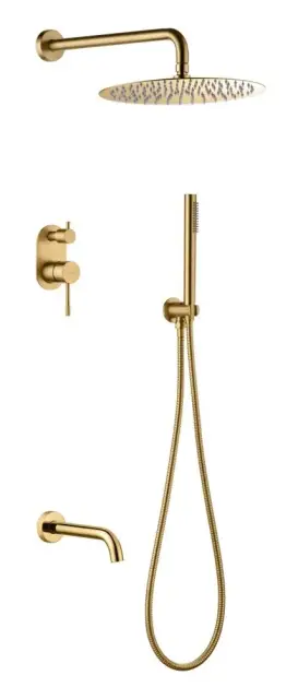 Boheme Uno Душевой комплект встр - смеситель, верхний, ручной душ, шланг, излив, цвет: matt gold 464-2-MG