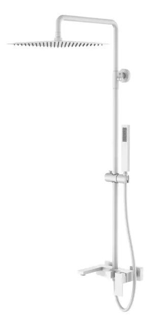 Boheme Qubic Душевая стойка: смеситель, ручной душ, излив, шланг, верхний душ, цвет: matt white 478-MW