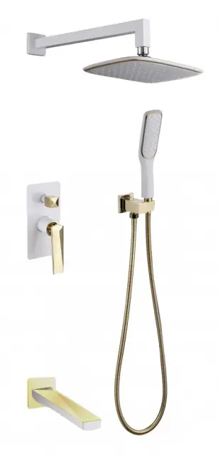 Boheme Venturo Душевой комплект встраиваемый - смеситель, верхний, ручной душ, шланг, цвет: white 384-W-2
