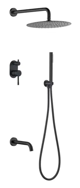 Boheme Uno Душевой комплект встраиваемый - смеситель, верхний, ручной душ, шланг, цвет: black 464-2-B
