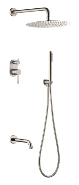 Boheme Uno Душевой комплект встраиваемый - смеситель, верхний, ручной душ, шланг, цвет: nickel brush 464-2-NB