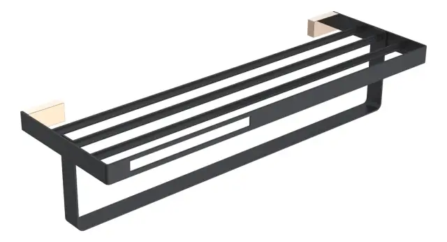 Boheme Q Полка для полотенец 60x23 см, подвесная, цвет: gold/black 10947-G-B