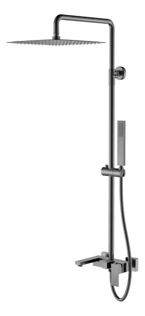 Boheme Qubic Душевая стойка: смеситель, ручной душ, излив, шланг, верхний душ 30 см цвет: gun metall 478-GM