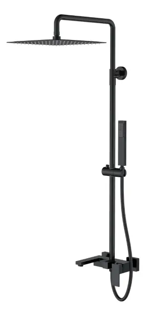 Boheme Qubic Душевая стойка: смеситель, ручной душ, излив, шланг, верхний душ 30 см, цвет: black 478-B