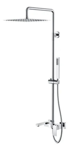 Boheme Qubic Душевая стойка: смеситель, ручной душ, излив, шланг, верхний душ 30 см, цвет: chrome 478-CR