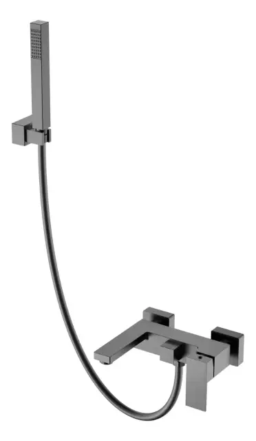 Boheme Qubic Смеситель для ванны с душевым комплектом: ручной душ, излив 20 см, цвет: gun metall 473-GM