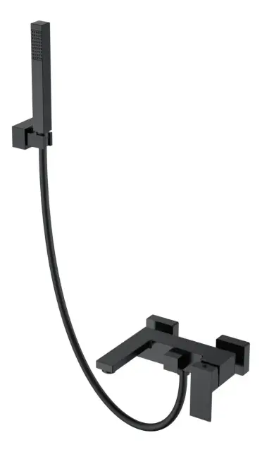 Boheme Qubic Смеситель для ванны с душевым комплектом: ручной душ, шланг, излив 20 см, цвет: black 473-B