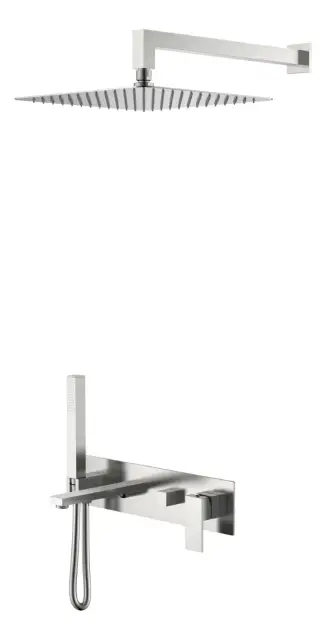 Boheme Qubic Душевой комплект встраиваемый - смеситель, верхний, ручной душ, цвет: nickel brush 474-NB