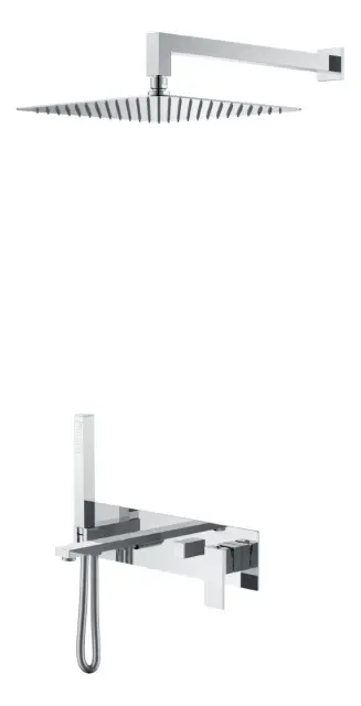 Boheme Qubic Душевой комплект встраиваемый - смеситель, верхний, ручной душ, шланг, цвет: chrome 474-CR