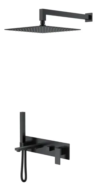 Boheme Qubic Душевой комплект встраиваемый - смеситель, верхний, ручной душ, шланг, цвет: black 474-B