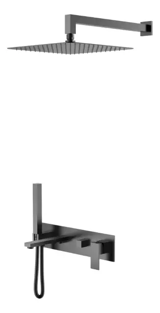 Boheme Qubic Душевой комплект встраиваемый - смеситель, верхний, ручной душ, шланг, цвет: gun metall 474-GM