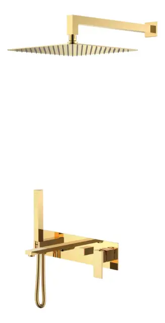 Boheme Qubic Душевой комплект встраиваемый - смеситель, верхний, ручной душ, шланг, цвет: gold 474-G