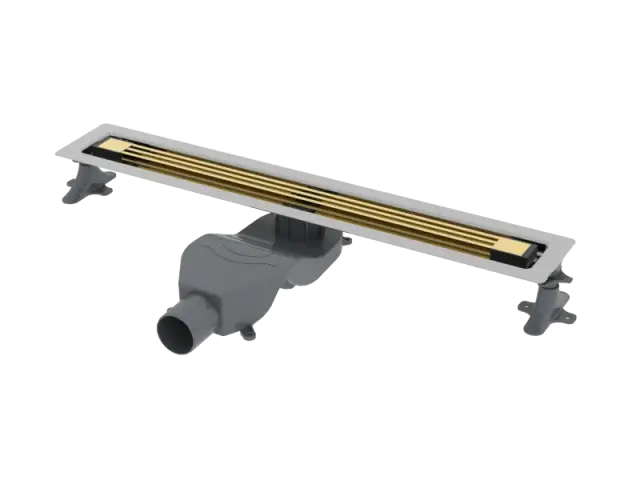 Boheme Трап линейный 80 см, с решеткой со щелью для воды и сифоном, цвет: gold 981-80-G