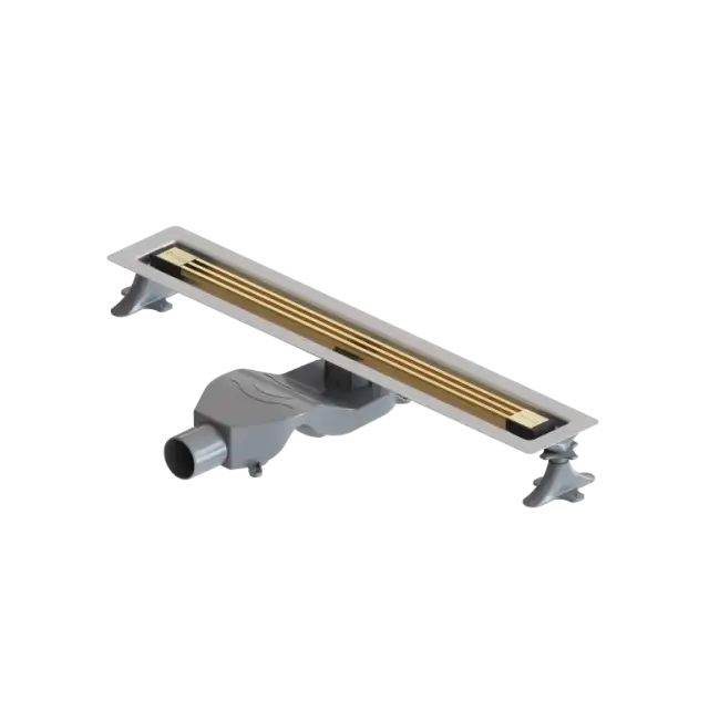 Boheme Трап линейный 60 см, с решеткой со щелью для воды и сифоном, цвет: gold 981-60-G