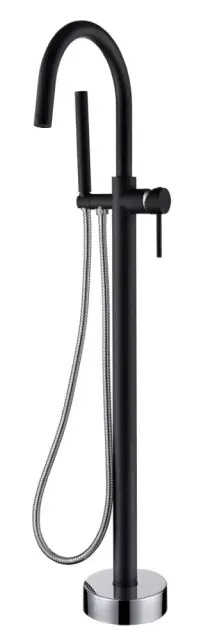 Boheme Uno Смеситель напольный с душевым набором - ручной душ, шланг, держатель, цвет: black/chrome 469-BCR