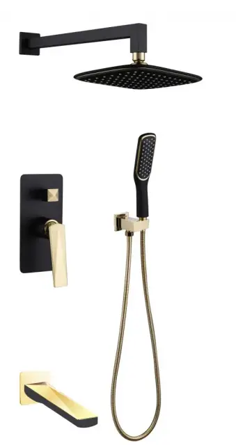 Boheme Venturo Душевой комплект встраиваемый - смеситель, верхний, ручной душ, шланг, цвет: black 384-B-2