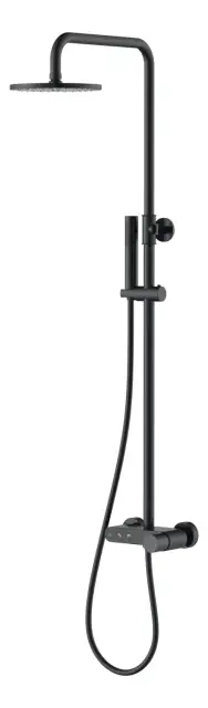 Boheme Stick Diamond Душевая стойка: смеситель, ручной душ, шланг, верхний душ 30 см, цвет: black 128-BB